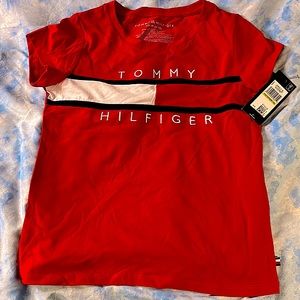 Red, Blue, and White Shortsleeve Tee